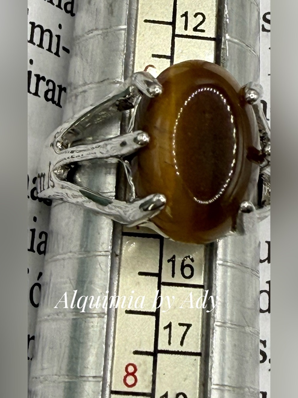 Tiger Eye Silver-Plated Statement Ring - Golden Brown